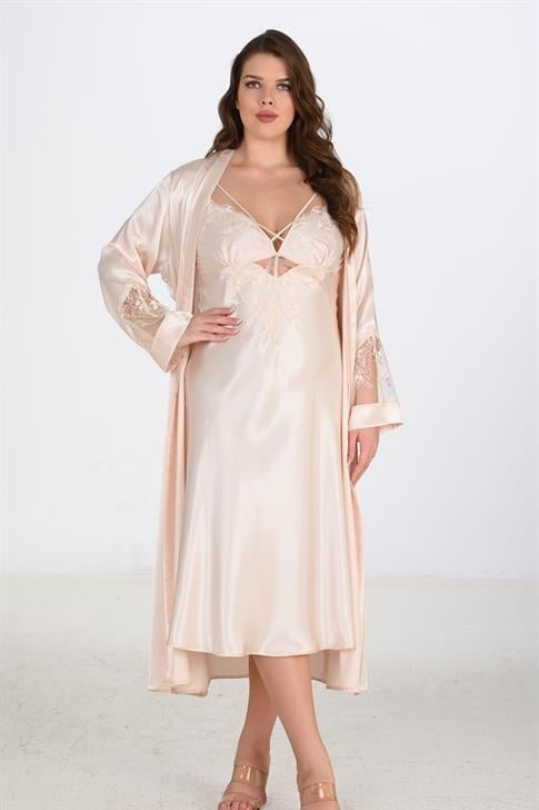 Aria`s Closet 2li Fildişi Sabahlık Takımı Bigsize 6222 Aria`s Closet 2li Fildişi Sabahlık Takımı Bigsize 6222