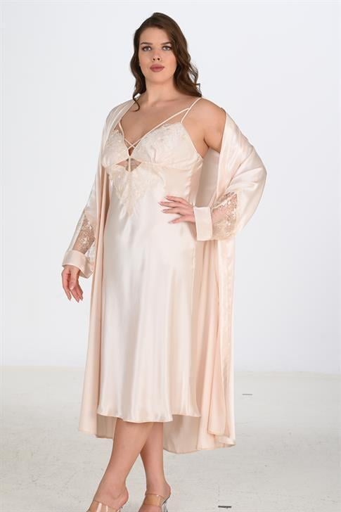 Aria`s Closet 2li Fildişi Sabahlık Takımı Bigsize 6222 Aria`s Closet 2li Fildişi Sabahlık Takımı Bigsize 6222