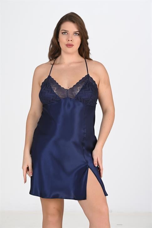 Aria`s Closet 2`li Lacivert Sabahlık Takımı Bigsize 6215 Aria`s Closet 2`li Lacivert Sabahlık Takımı Bigsize 6215