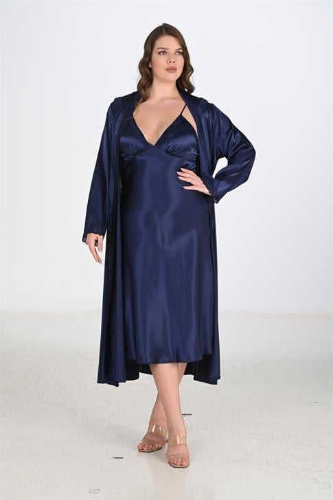 Aria`s Closet 2li Lacivert Sabahlık Takımı Bigsize 6225 Aria`s Closet 2li Lacivert Sabahlık Takımı Bigsize 6225