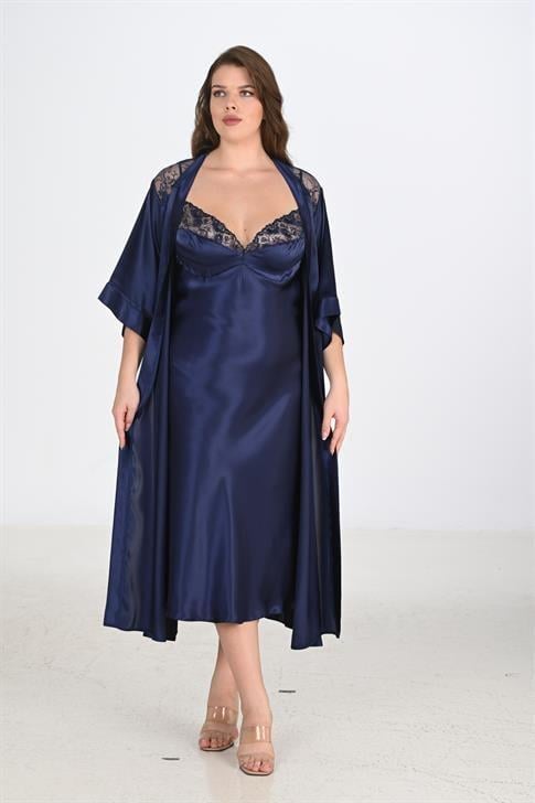 Aria`s Closet 2li Lacivert Sabahlık Takımı Bigsize 6228 Aria`s Closet 2li Lacivert Sabahlık Takımı Bigsize 6228
