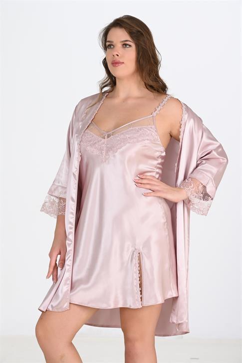 Aria`s Closet 2`li Pudra Sabahlık Takımı Bigsize 6214 Aria`s Closet 2`li Pudra Sabahlık Takımı Bigsize 6214