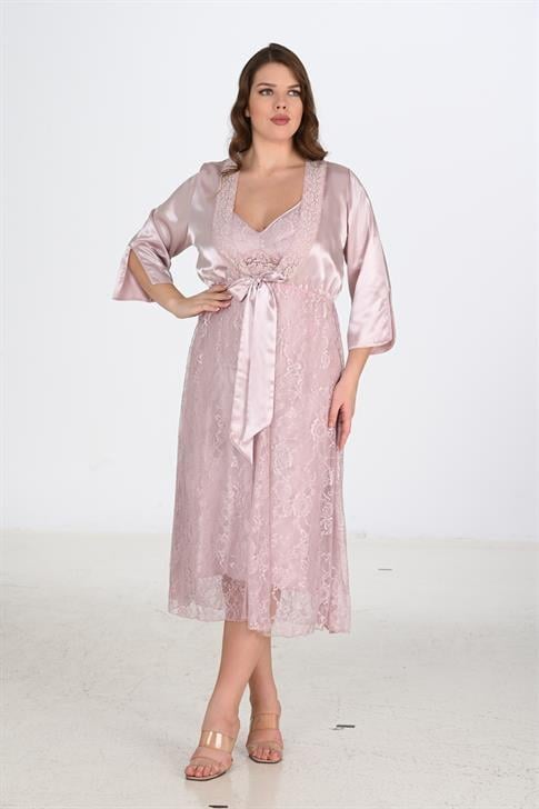 Aria`s Closet 2`li Pudra Sabahlık Takımı Bigsize 6220 Aria`s Closet 2`li Pudra Sabahlık Takımı Bigsize 6220
