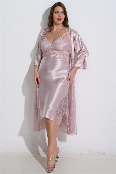 Aria`s Closet 2`li Pudra Sabahlık Takımı Bigsize 6220 Aria`s Closet 2`li Pudra Sabahlık Takımı Bigsize 6220
