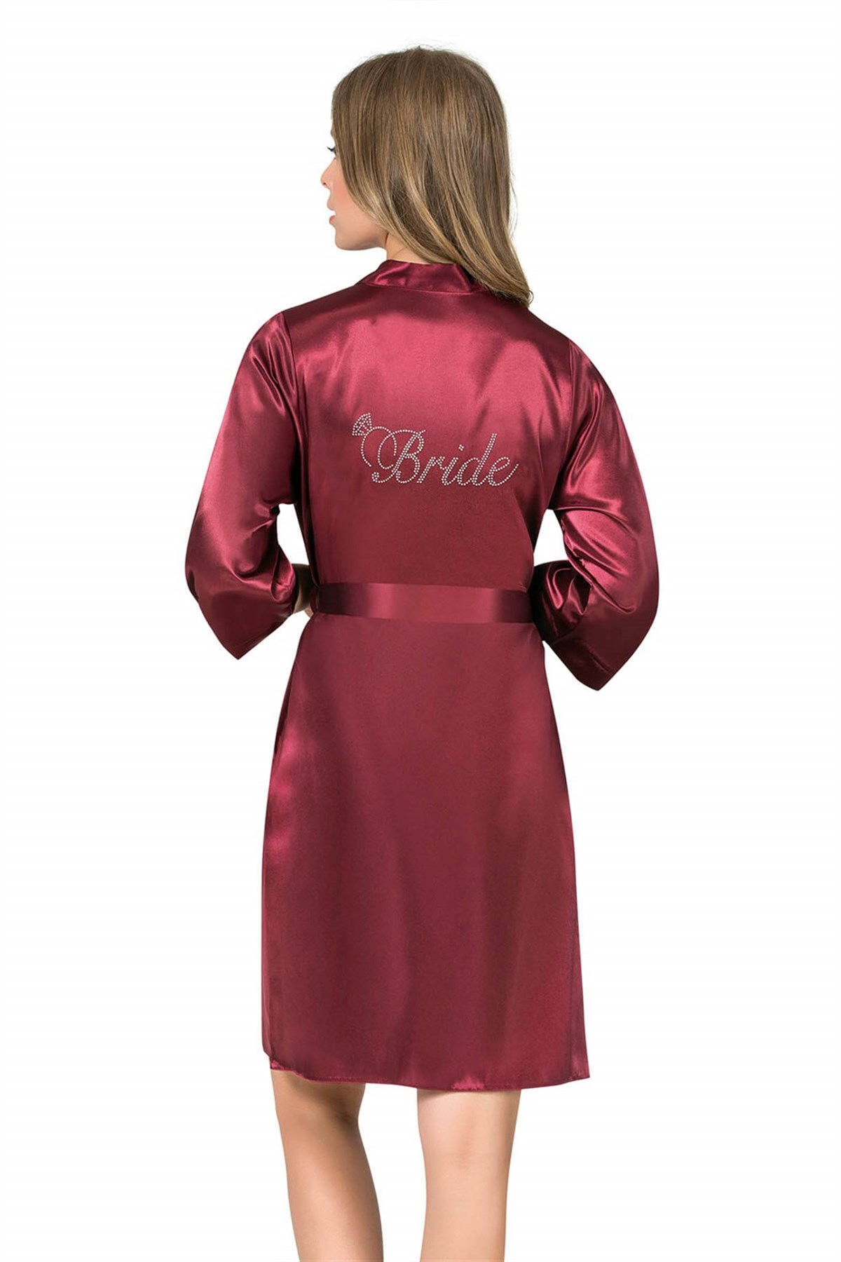 Aria`s Closet Bordo Kısa Saten Bride Sabahlık Aria`s Closet Bordo Kısa Saten Bride Sabahlık