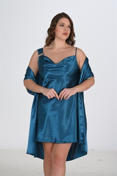 Aria`s Closet Büyük Beden 2li Petrol Sabahlık Takımı Bigsize 6206 Aria`s Closet Büyük Beden 2li Petrol Sabahlık Takımı Bigsize 6206