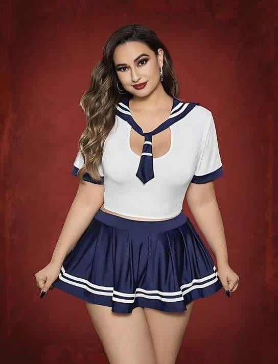 Aria`s Closet Büyük Beden Lacivert Mini Etekli Fantezi Denizci Kostümü Aria`s Closet Büyük Beden Lacivert Mini Etekli Fantezi Denizci Kostümü
