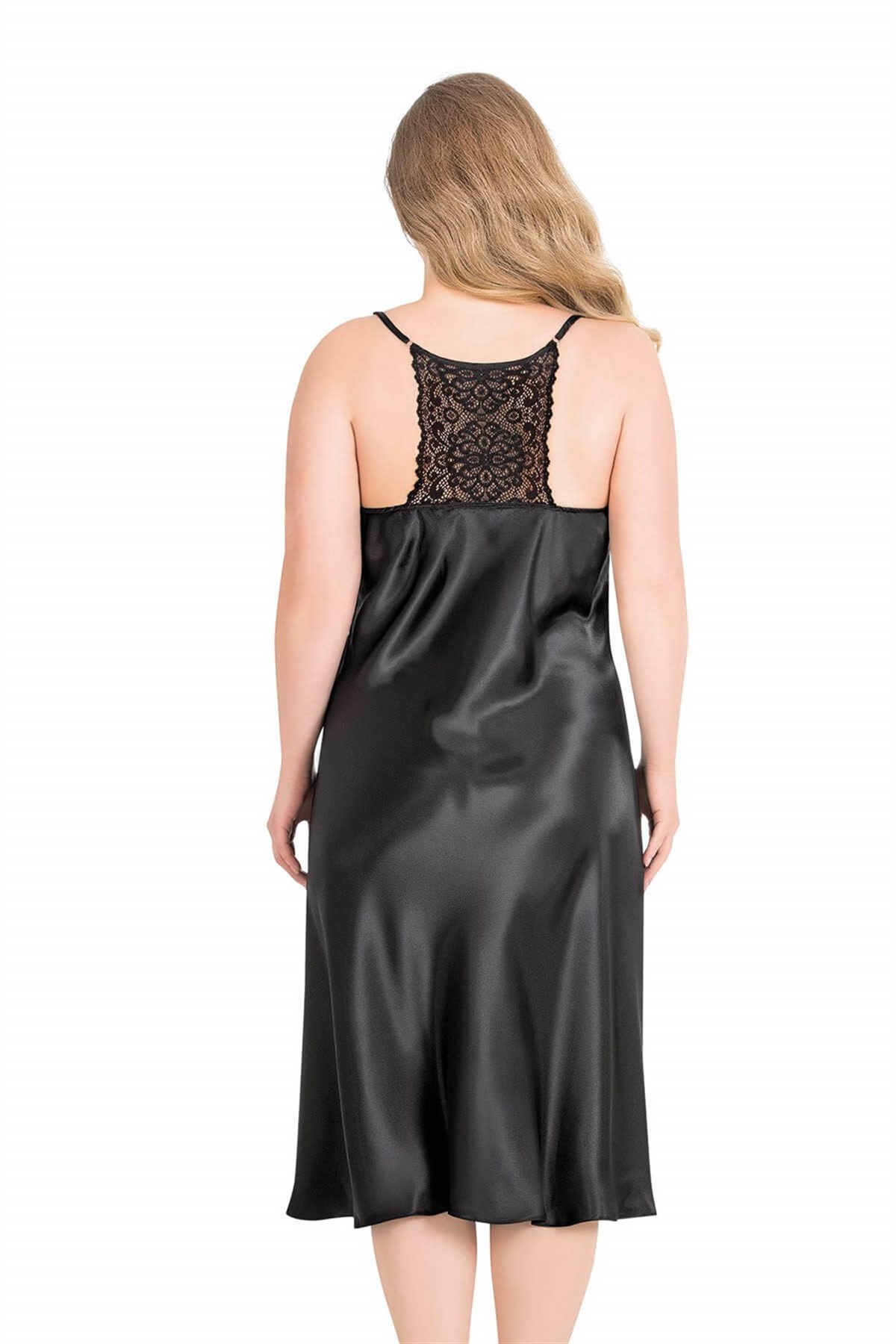 Aria`s Closet Büyük Beden Siyah Uzun Saten Gecelik Aria`s Closet Büyük Beden Siyah Uzun Saten Gecelik