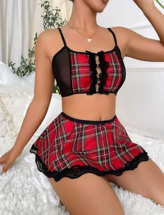 Aria`s Closet Ekose Etekli Dantelli Tül Fantezi Kostüm Aria`s Closet Ekose Etekli Dantelli Tül Fantezi Kostüm