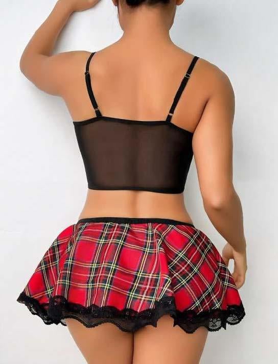 Aria`s Closet Ekose Etekli Dantelli Tül Fantezi Kostüm Aria`s Closet Ekose Etekli Dantelli Tül Fantezi Kostüm