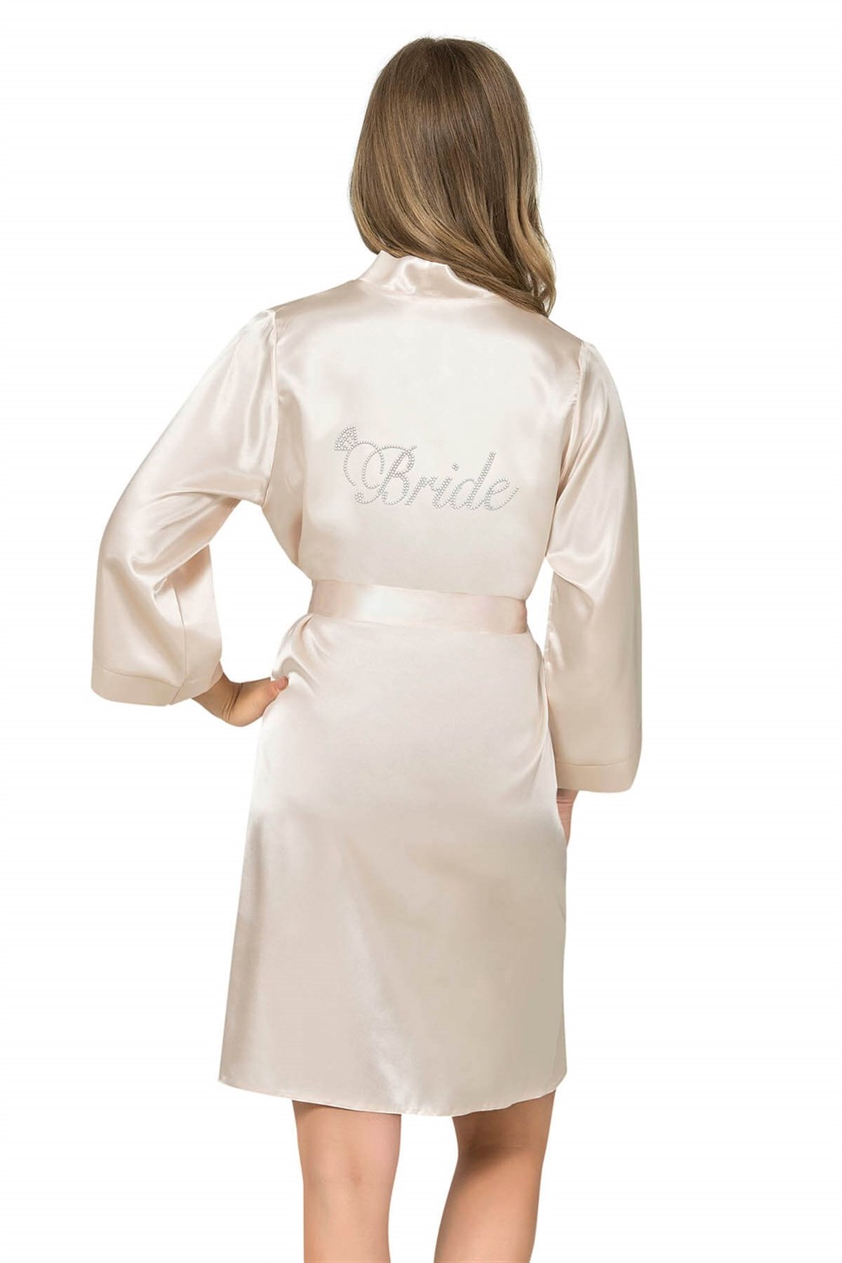 Aria`s Closet Fildişi Kısa Saten Bride Sabahlık Aria`s Closet Fildişi Kısa Saten Bride Sabahlık