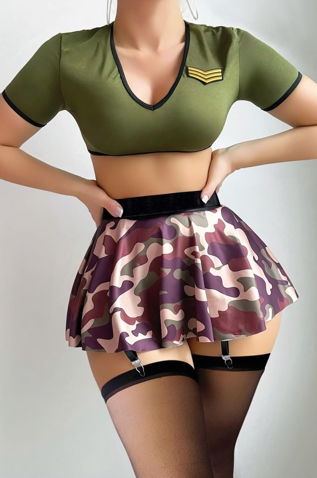 Aria`s Closet Kamuflaj Desenli Jartiyer Etekli Fantezi Kostüm Aria`s Closet Kamuflaj Desenli Jartiyer Etekli Fantezi Kostüm