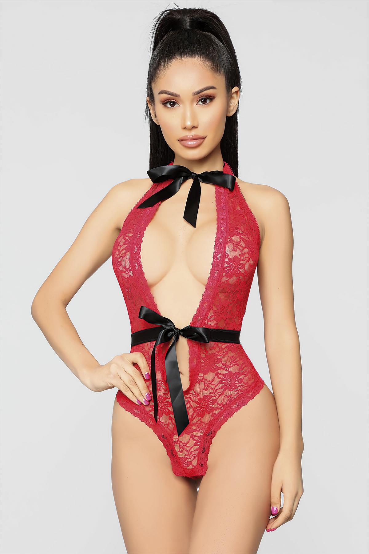 Aria`s Closet Kırmızı Boyun ve Bel Kısmı Fiyonklu Babydoll Aria`s Closet Kırmızı Boyun ve Bel Kısmı Fiyonklu Babydoll