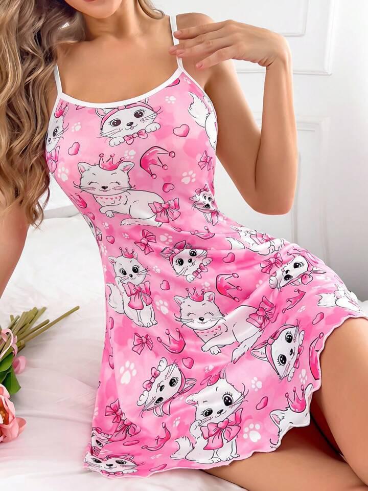 Aria`s Closet Pembe Kedi Desenli Fantezi Gecelik Aria`s Closet Pembe Kedi Desenli Fantezi Gecelik