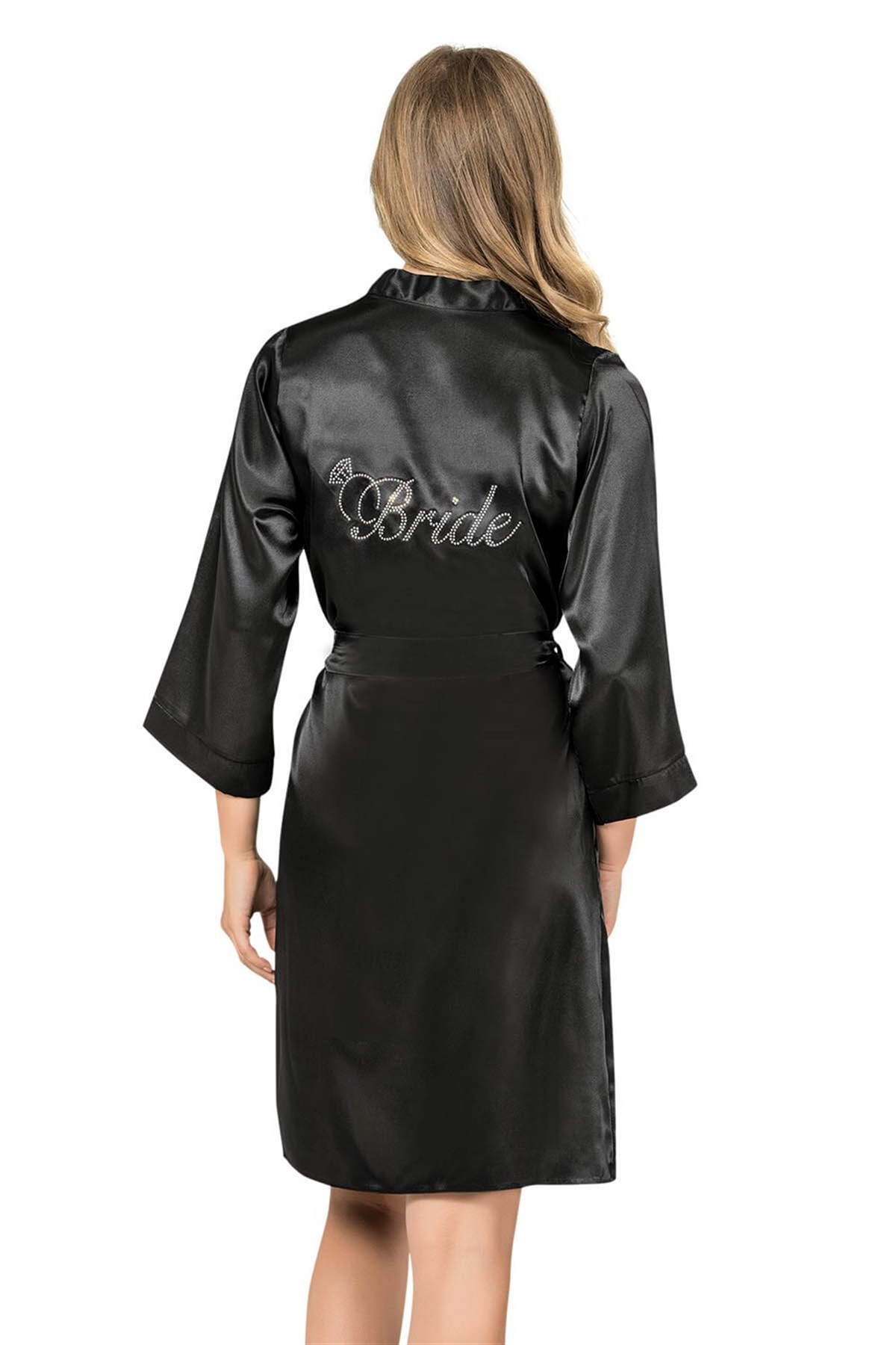 Aria`s Closet Siyah Kısa Saten Bride Sabahlık Aria`s Closet Siyah Kısa Saten Bride Sabahlık
