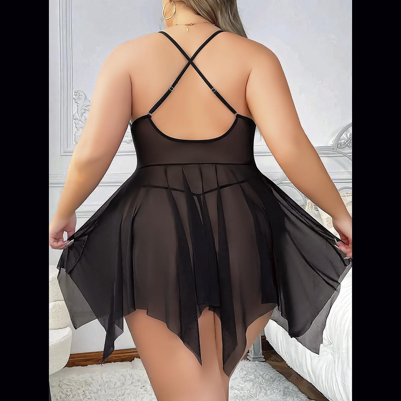 Aria`s Closet Siyah Tül Büyük Beden Transparan Fantezi Gecelik Aria`s Closet Siyah Tül Büyük Beden Transparan Fantezi Gecelik