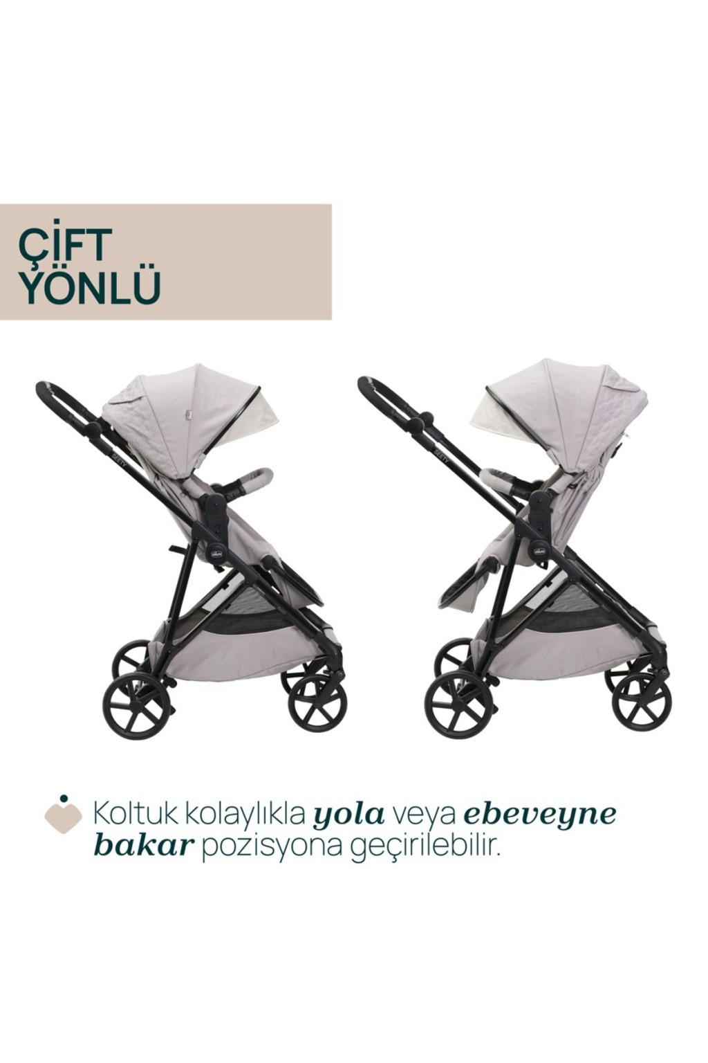 Chicco Seety Çift Yönlü Bebek Arabası - Florence Beige Chicco Seety Çift Yönlü Bebek Arabası - Florence Beige