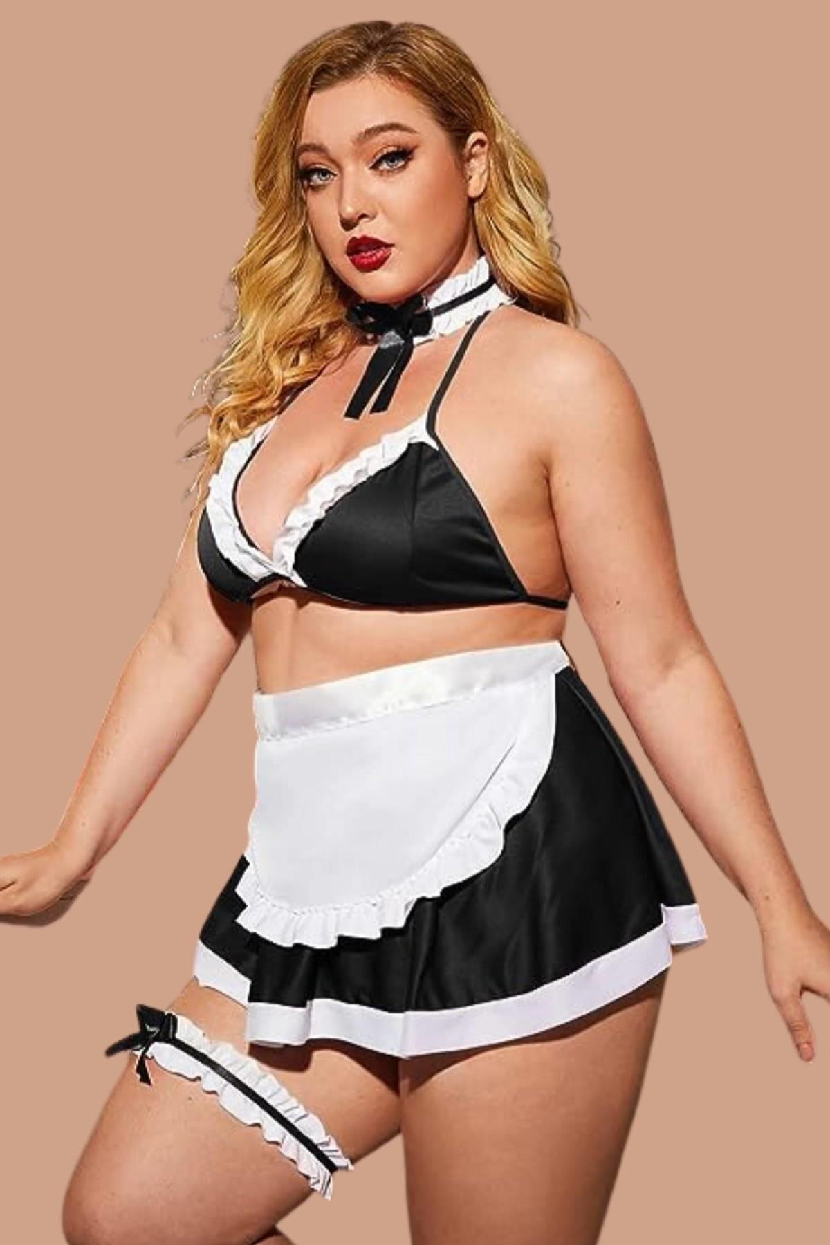 Aria`s Closet Siyah Büyük Beden Yanları Saten Şık Fantezi Kostüm Aria`s Closet Siyah Büyük Beden Yanları Saten Şık Fantezi Kostüm