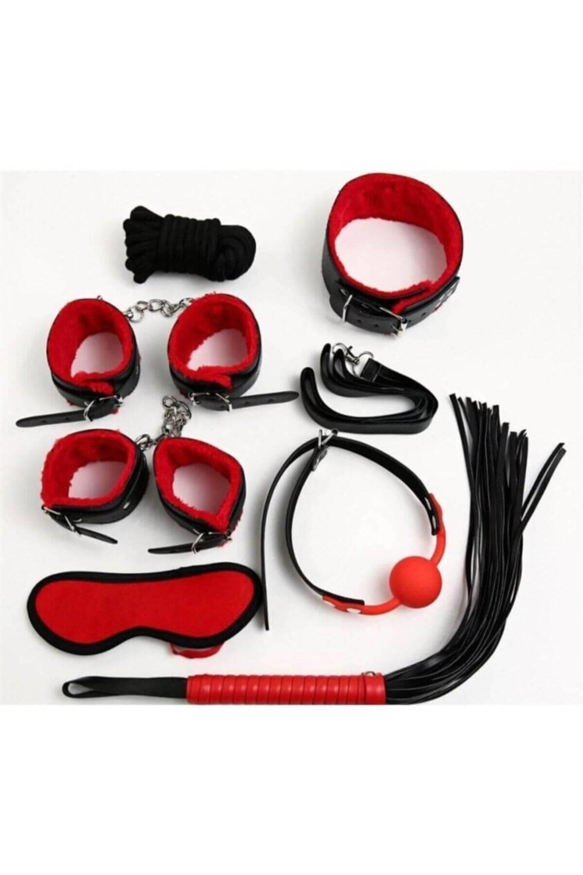 Aria`s Closet Kırmızı/Siyah İçi Tüylü Deri 7`li Harness Set Aria`s Closet Kırmızı/Siyah İçi Tüylü Deri 7`li Harness Set