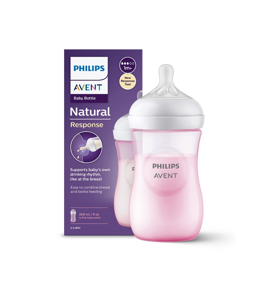Philips Avent Natural Response PP Pembe Biberon 1+ Ay 260 ml SCY903/11 Philips Avent Natural Response PP Pembe Biberon 1+ Ay 260 ml SCY903/11