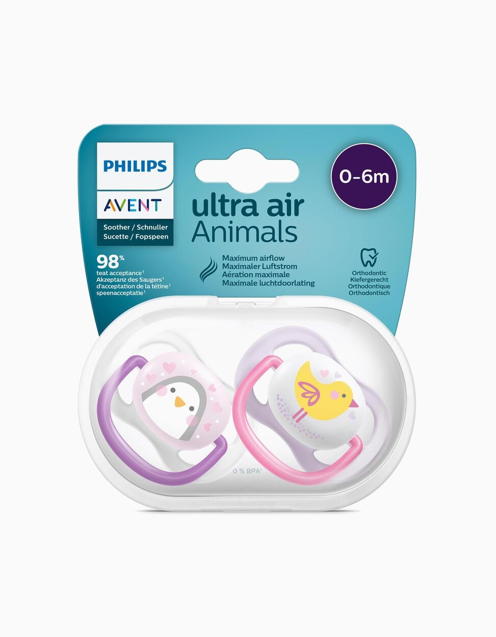 Philips Avent Ultra Air Animals 2li Emzik 0-6 Ay - Kız Philips Avent Ultra Air Animals 2li Emzik 0-6 Ay - Kız