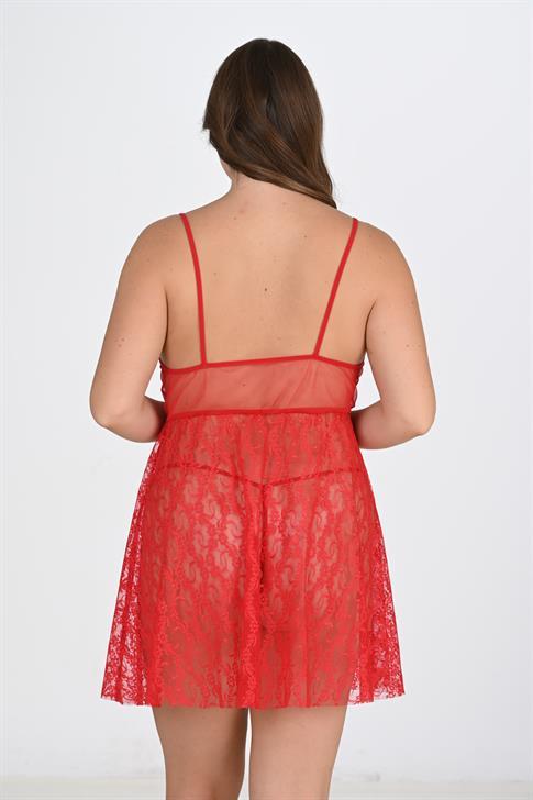 Aria`s Closet Büyük Beden Kırmızı Gecelik 3040 Aria`s Closet Büyük Beden Kırmızı Gecelik 3040