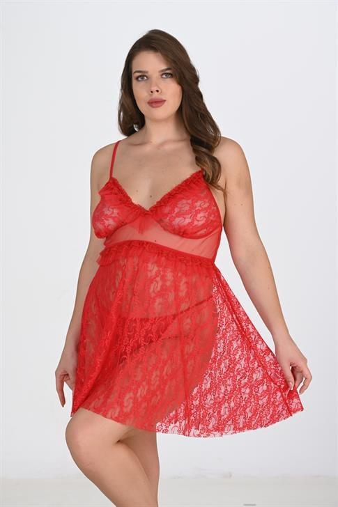Aria`s Closet Büyük Beden Kırmızı Gecelik 3040 Aria`s Closet Büyük Beden Kırmızı Gecelik 3040