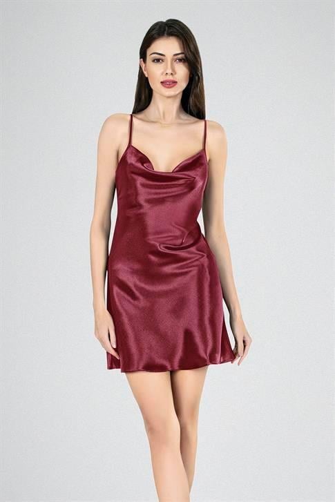 Aria`s Closet Kısa Gecelik Degaje Bordo 7740 Aria`s Closet Kısa Gecelik Degaje Bordo 7740